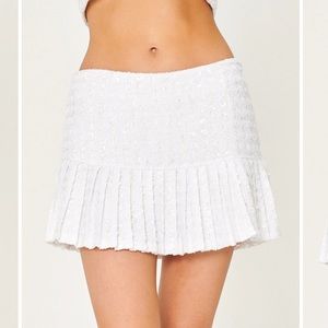 White Tweed Pleated Skort